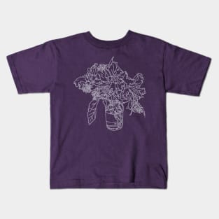 Single line purple flower in water jar Kids T-Shirt